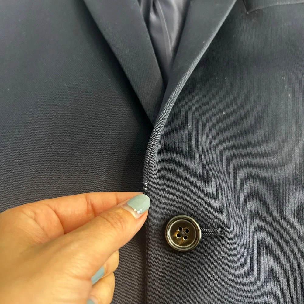 Ralph‎ Lauren Men's 3 Piece Suit 46R 40x28 Navy Blue 100% Wool Formal Wedding